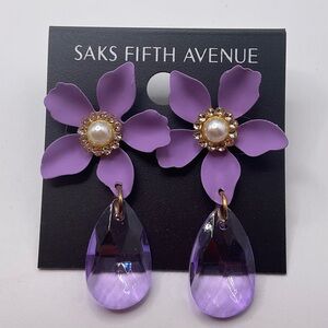 Saks Fifth Avenue Purple Floral Earrings